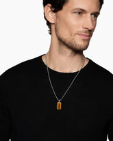 Chevron Tag in Sterling Silver with Tiger's Eye, 27mm